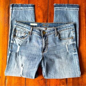 KUT Reese Ankle Straight Leg High Rise Distressed Jeans Stretchy 10